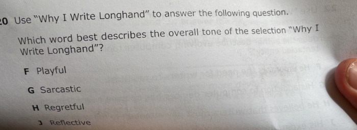 Why i write longhand answer key