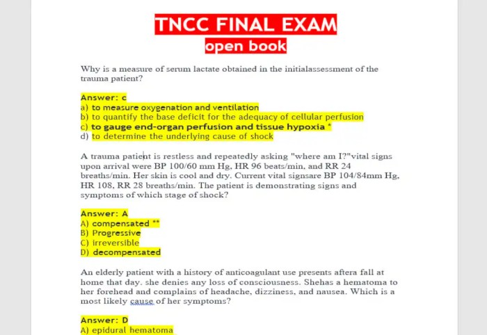 Tncc 8th edition test answers 2023