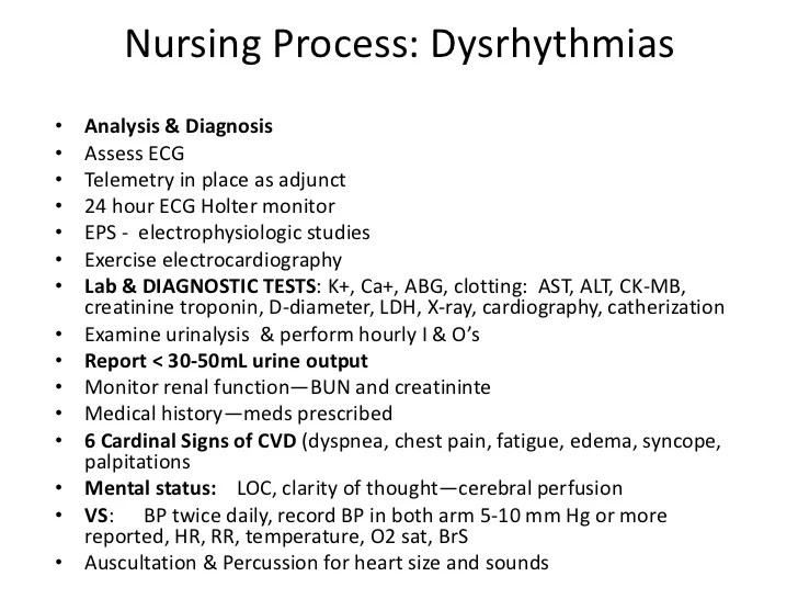 Nursing care cardiac dysrhythmias edapt