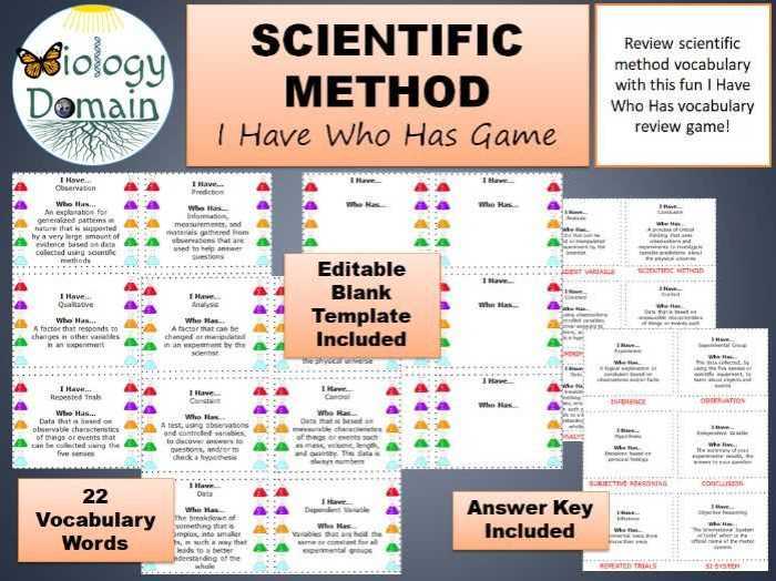 Scientific method crossword answer key