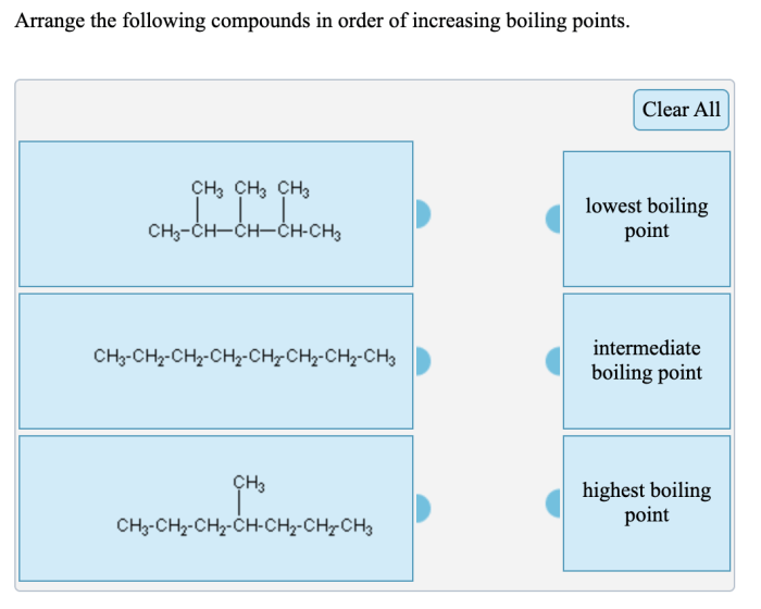 Boiling points trends affect molecular intermolecular ether alkanes forces do acid carboxylic alcohols vs increase weight organic chemistry question increases