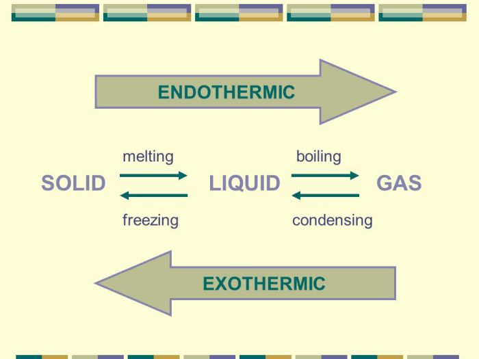 Classify the phase changes as endothermic or exothermic